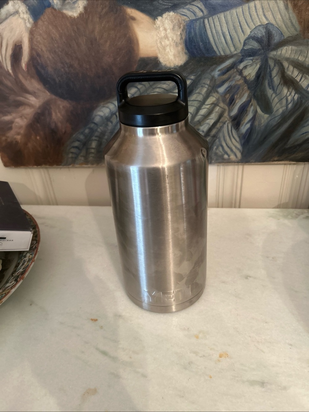 Yeti Stainless Steel Bottle with Black Cap and Handle